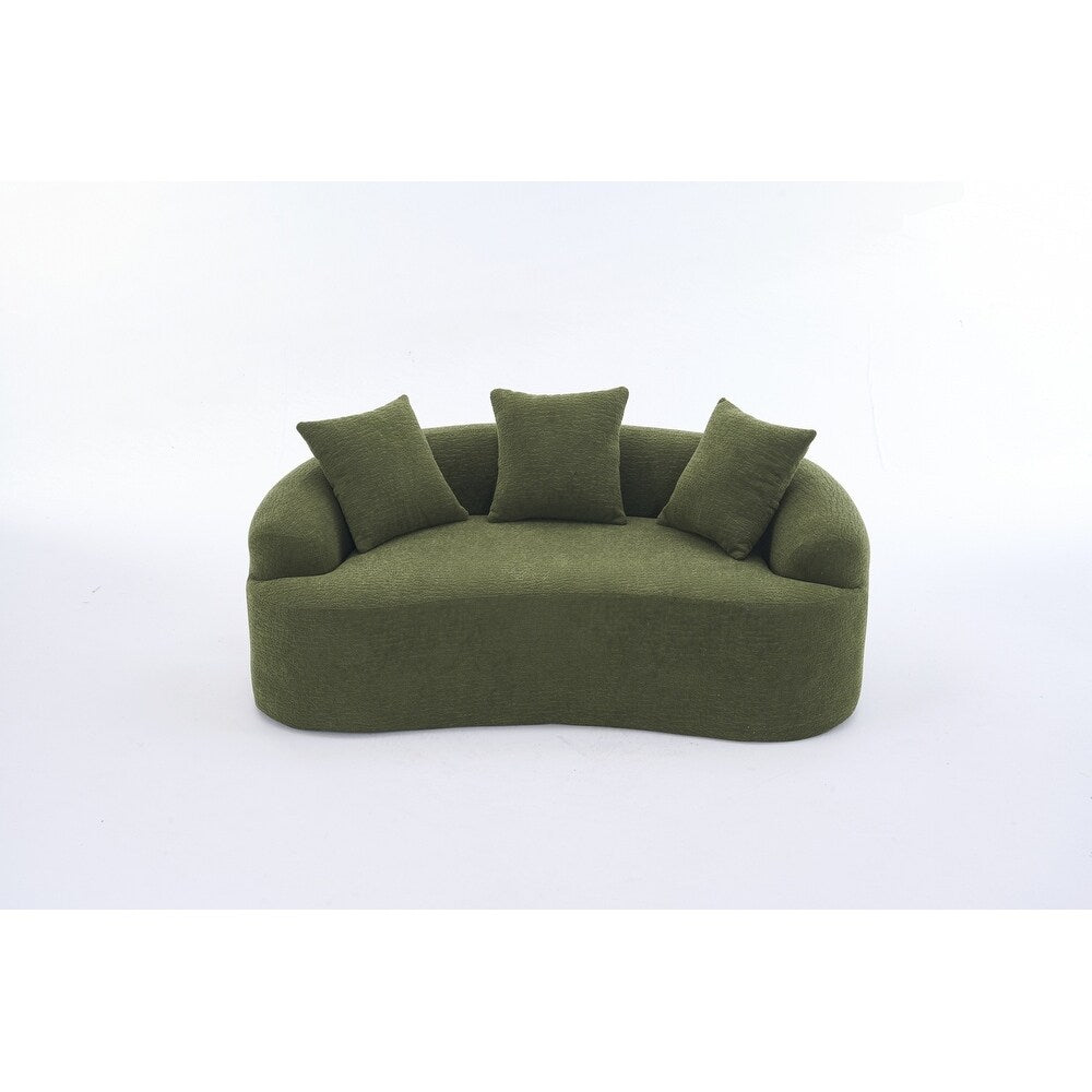 Curved Loveseat White Full Compression Sponge Sofa