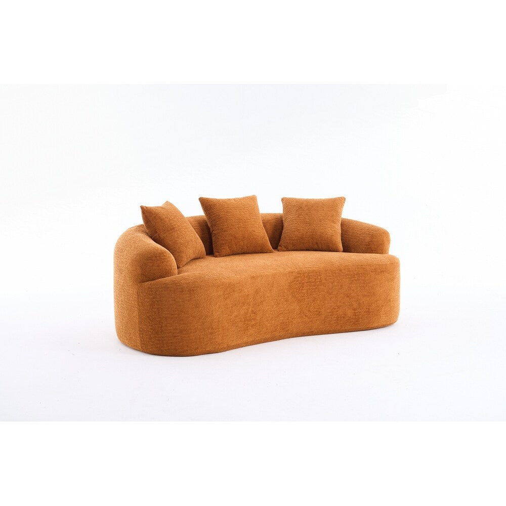 Curved Loveseat White Full Compression Sponge Sofa