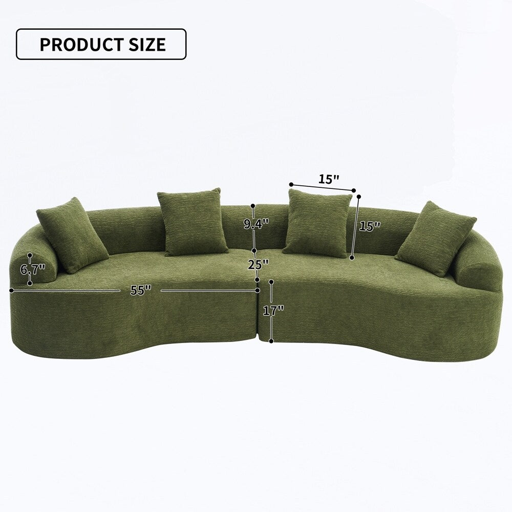 Curved Loveseat White Full Compression Sponge Sofa