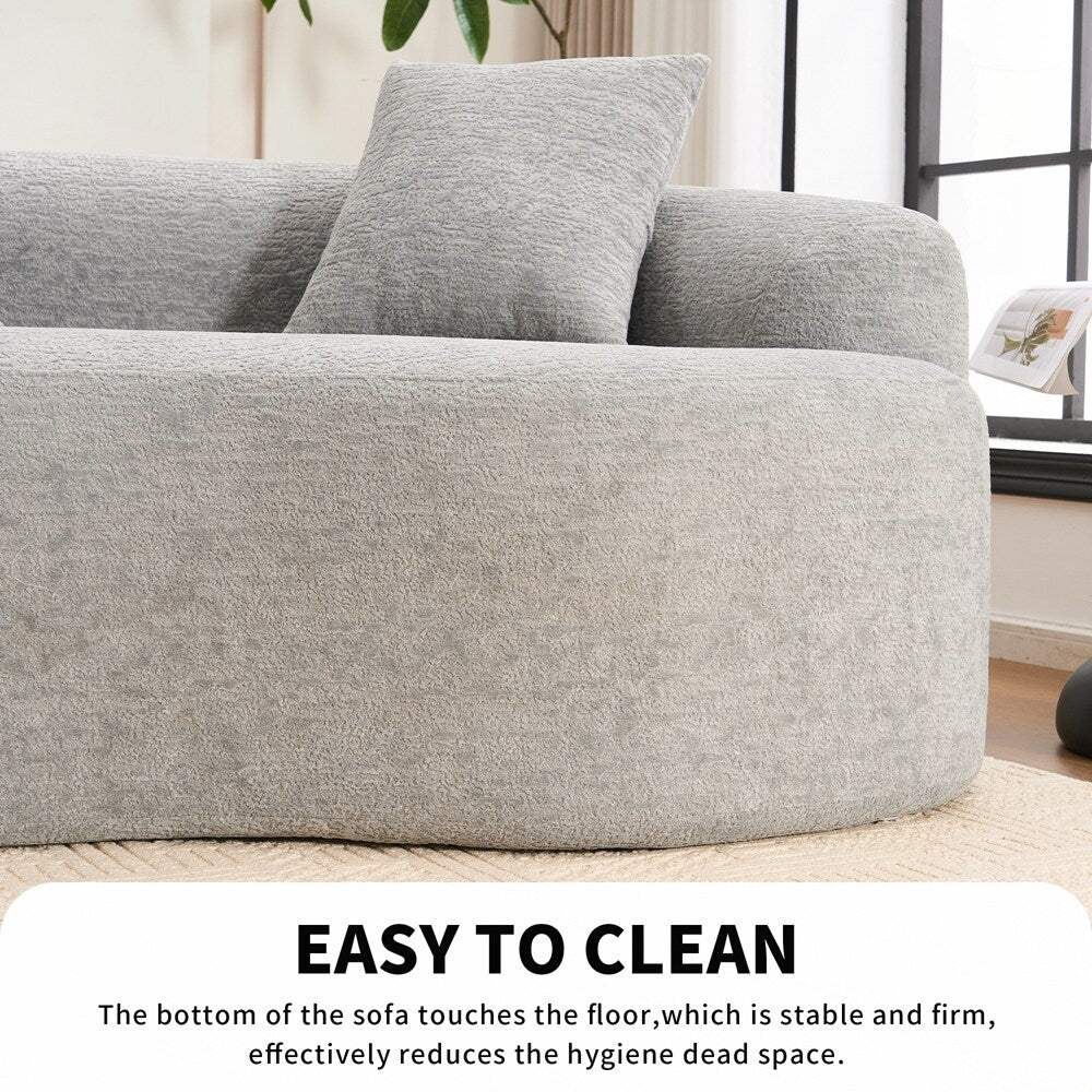 Curved Loveseat White Full Compression Sponge Sofa