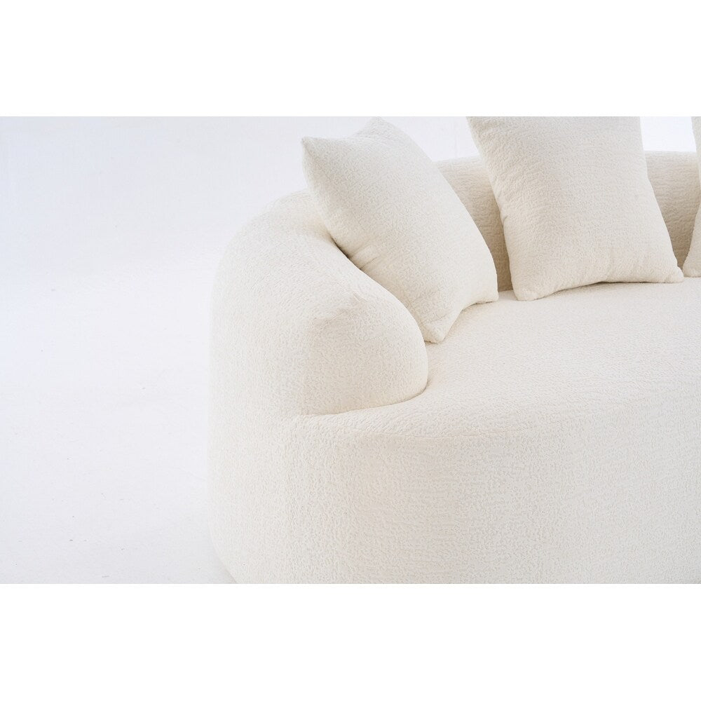 Curved Loveseat White Full Compression Sponge Sofa