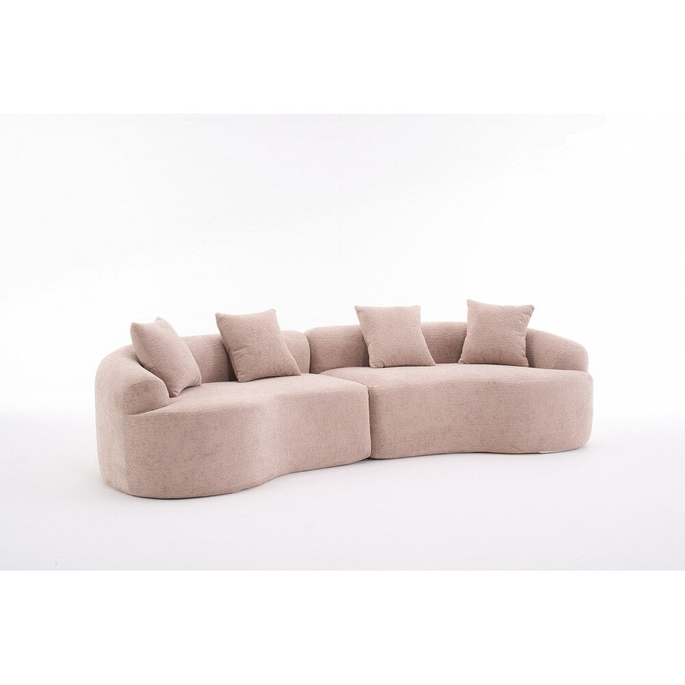 Curved Loveseat White Full Compression Sponge Sofa