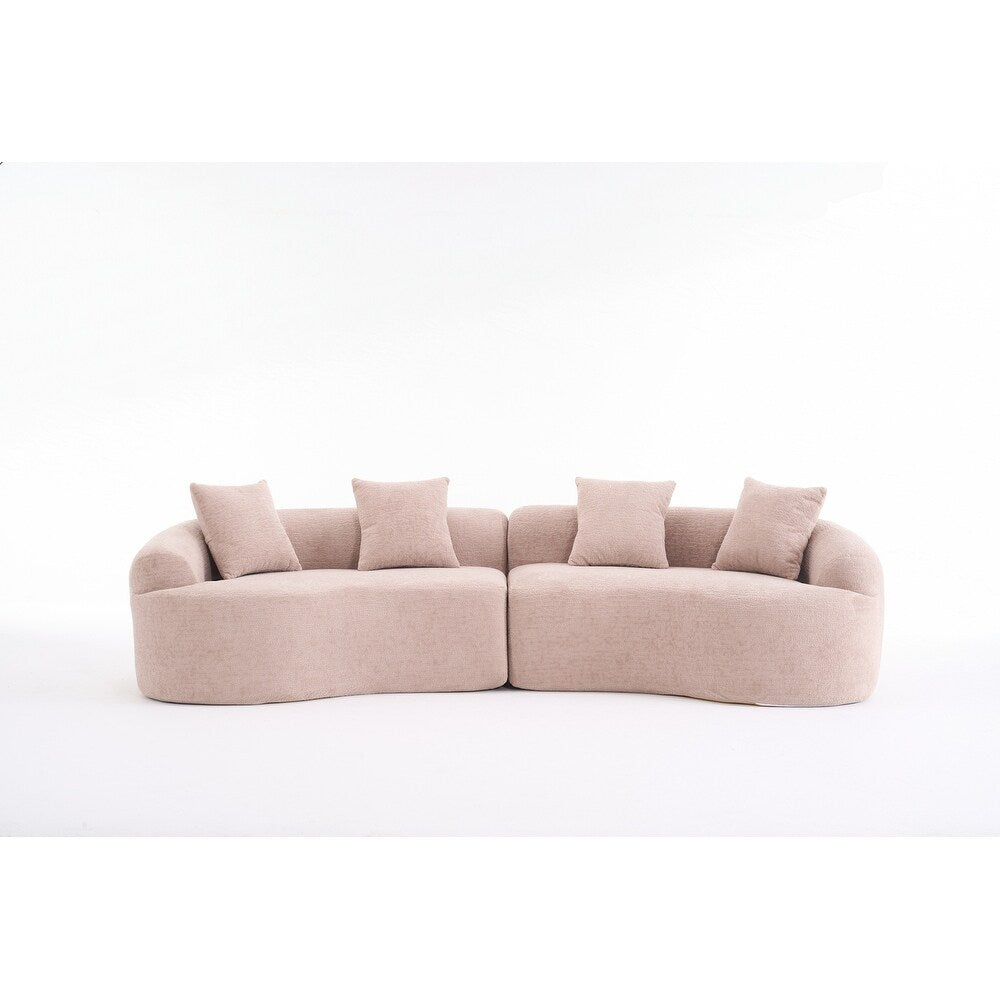 Curved Loveseat White Full Compression Sponge Sofa