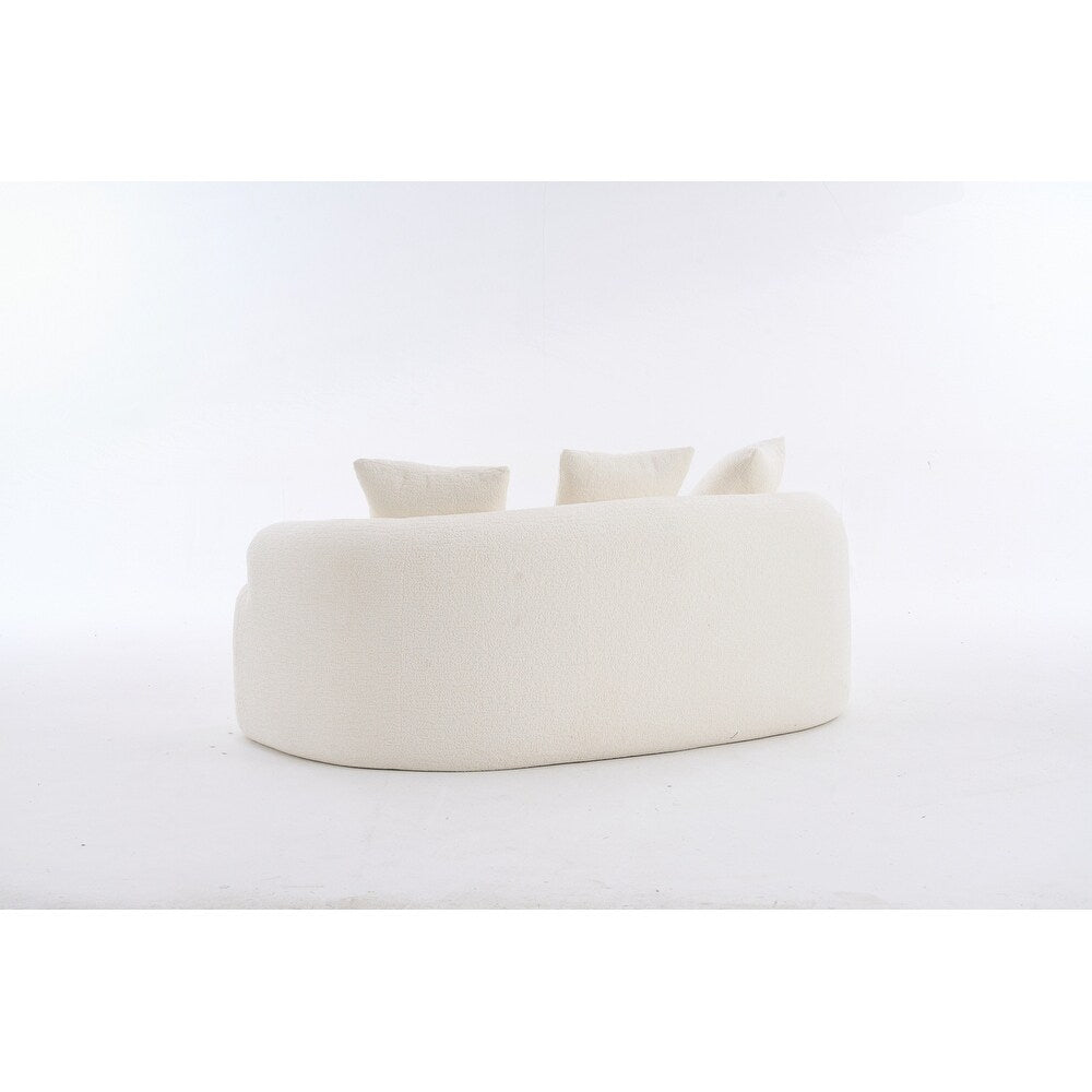 Curved Loveseat White Full Compression Sponge Sofa