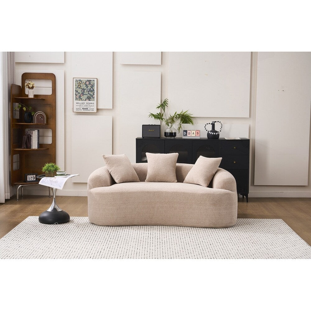 Curved Loveseat White Full Compression Sponge Sofa