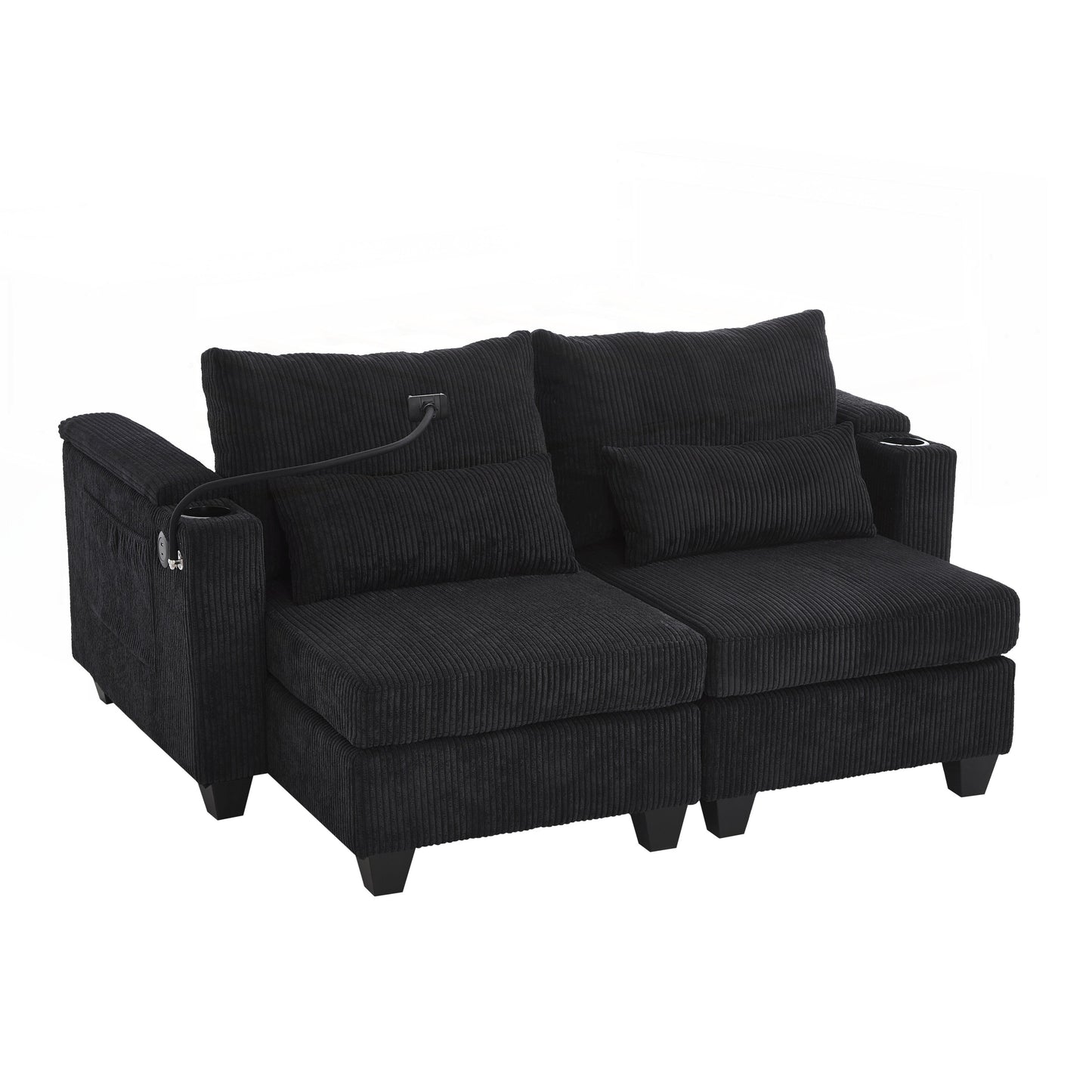 Loveseat Sofa Sofa Bed Corduroy Sleeper Sofa with USB Ports