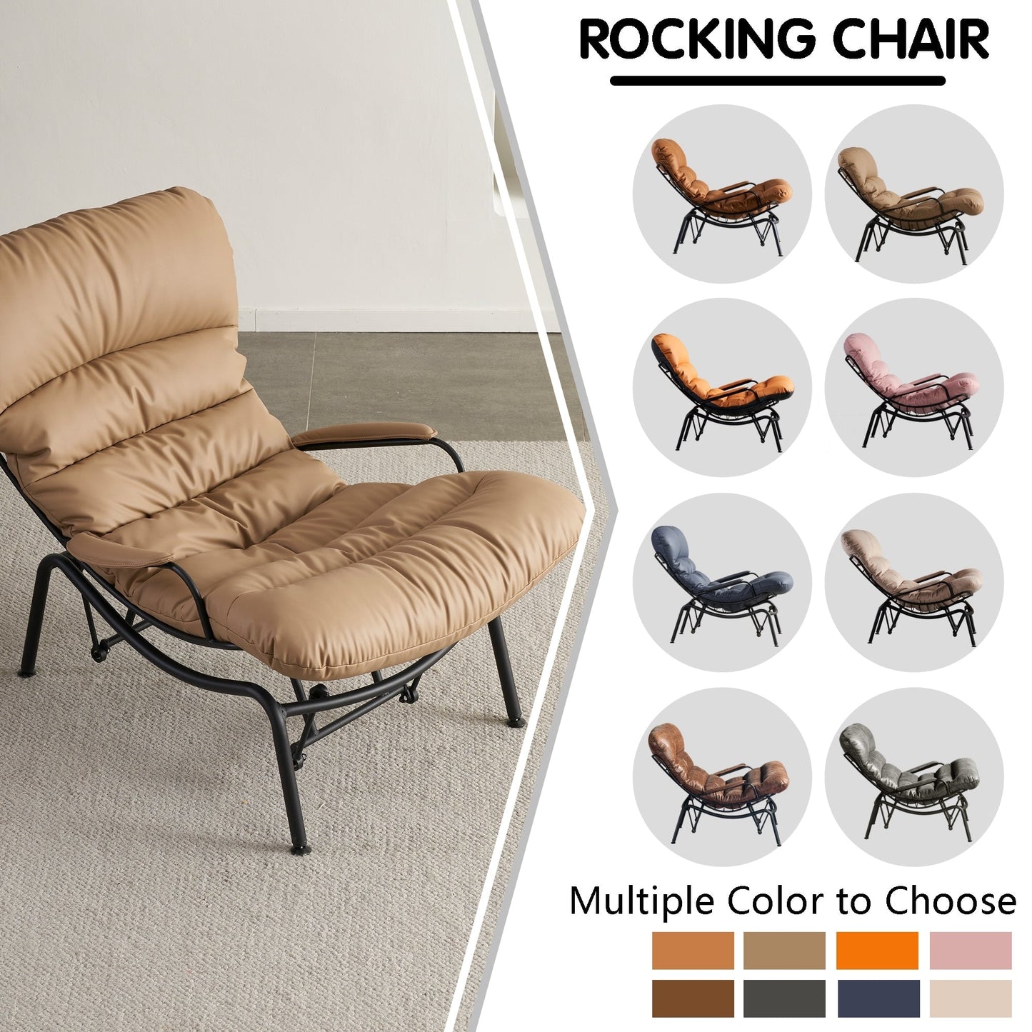 OVIOS Living Room Accent Chair Rocking Recliner Chair with Ottoman