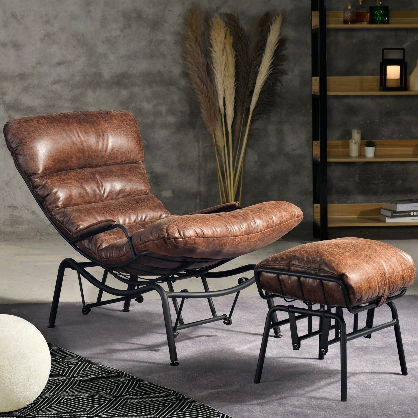 OVIOS Living Room Accent Chair Rocking Recliner Chair with Ottoman