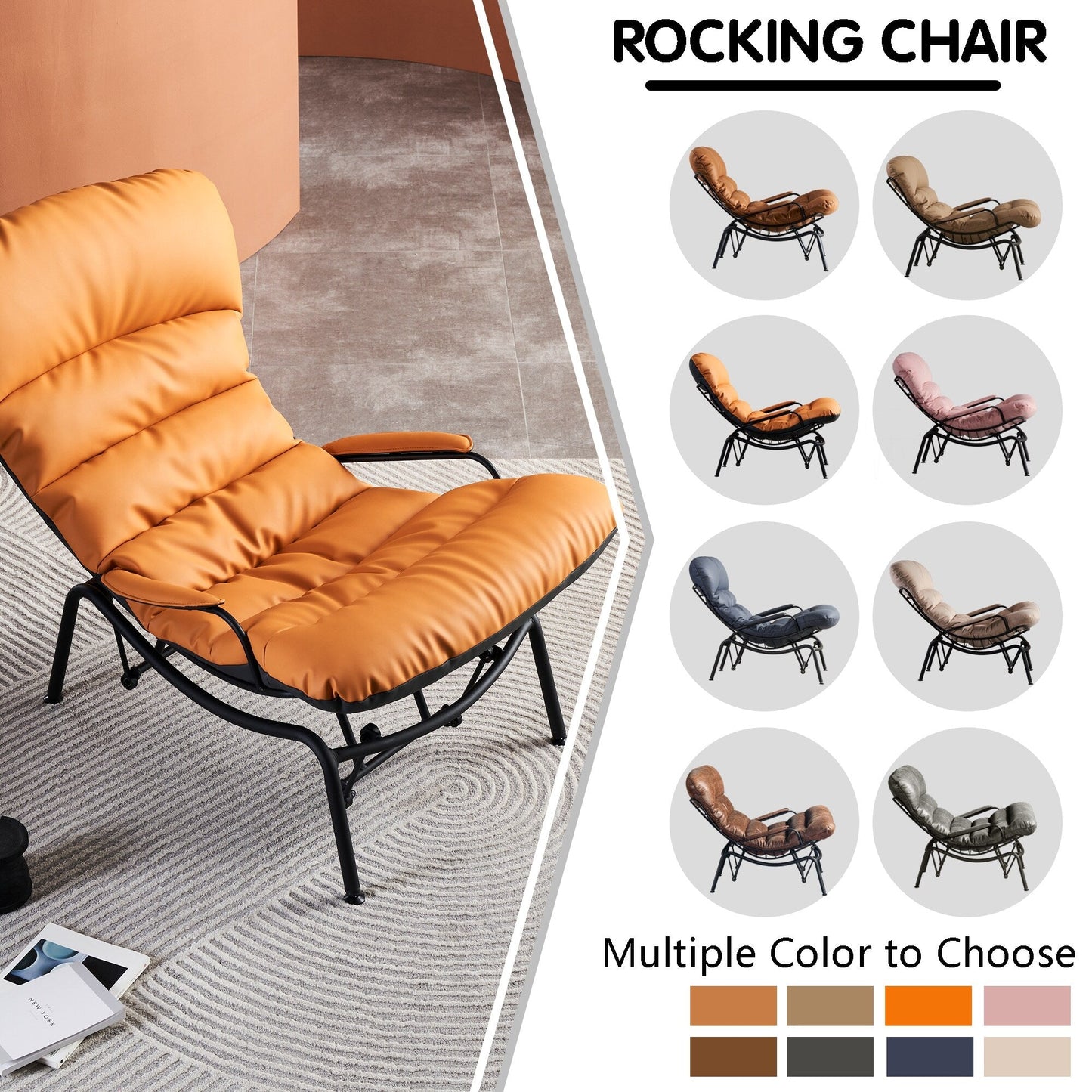 OVIOS Living Room Accent Chair Rocking Recliner Chair with Ottoman
