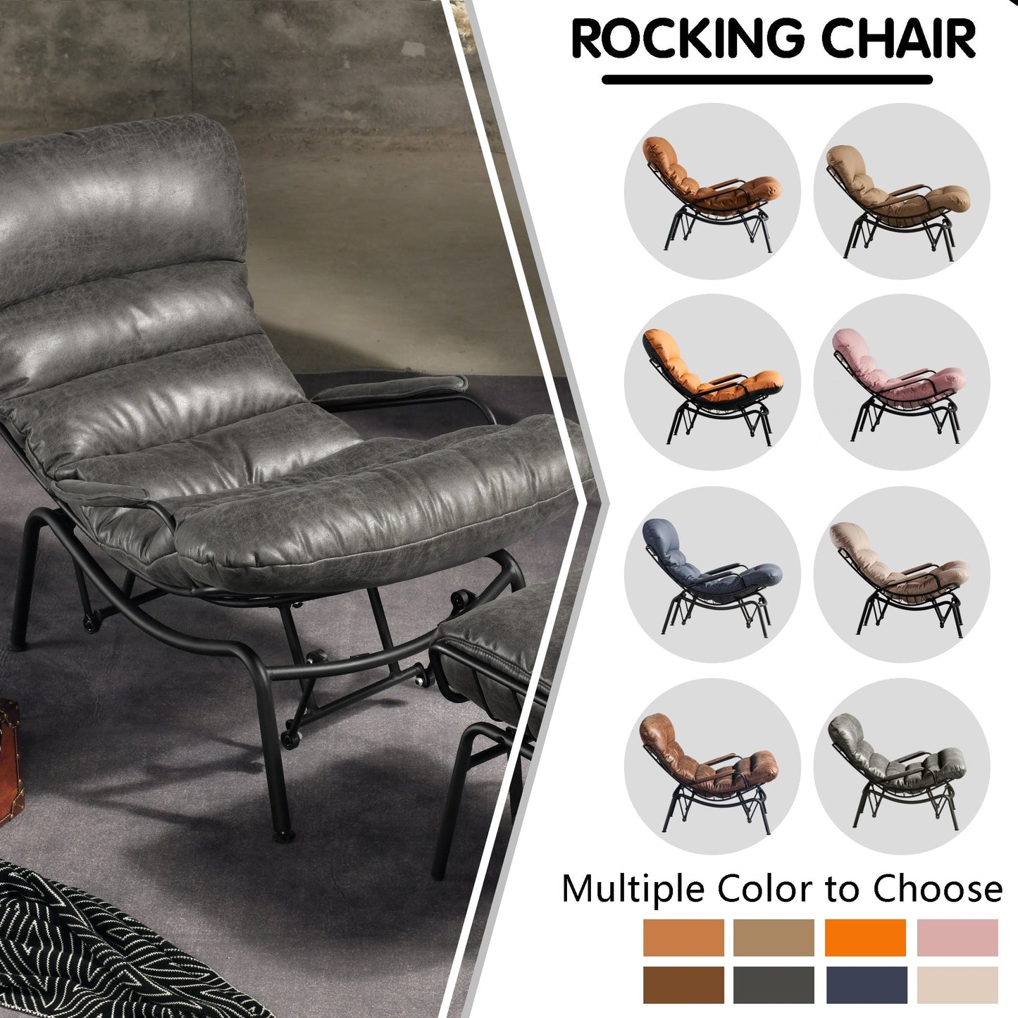 OVIOS Living Room Accent Chair Rocking Recliner Chair with Ottoman