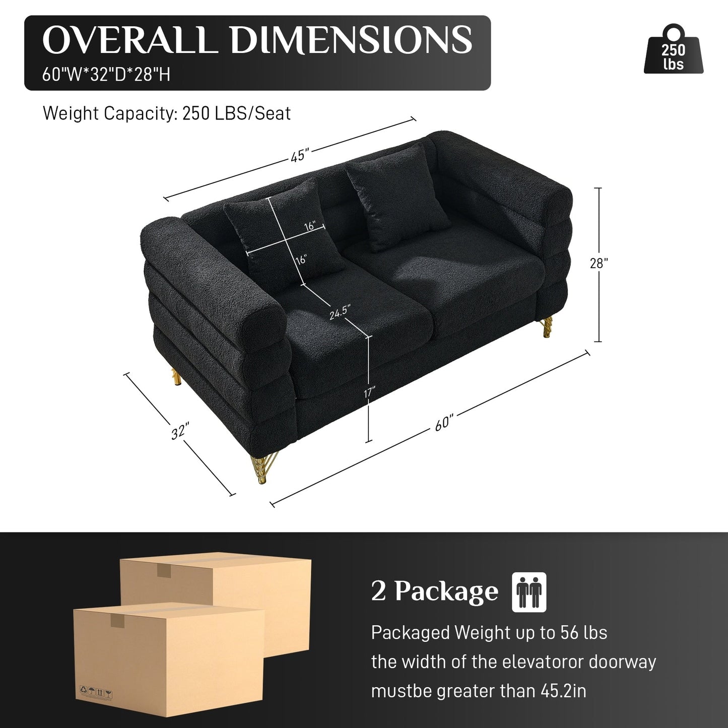 Ouyessir Mid Century Sofa Couch for Bedroom, Living Room, Lounges, Office, Apartment