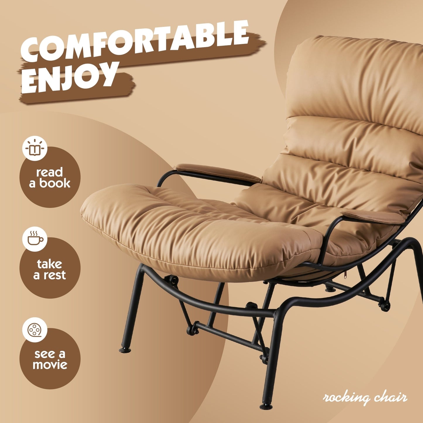 OVIOS Living Room Accent Chair Rocking Recliner Chair with Ottoman