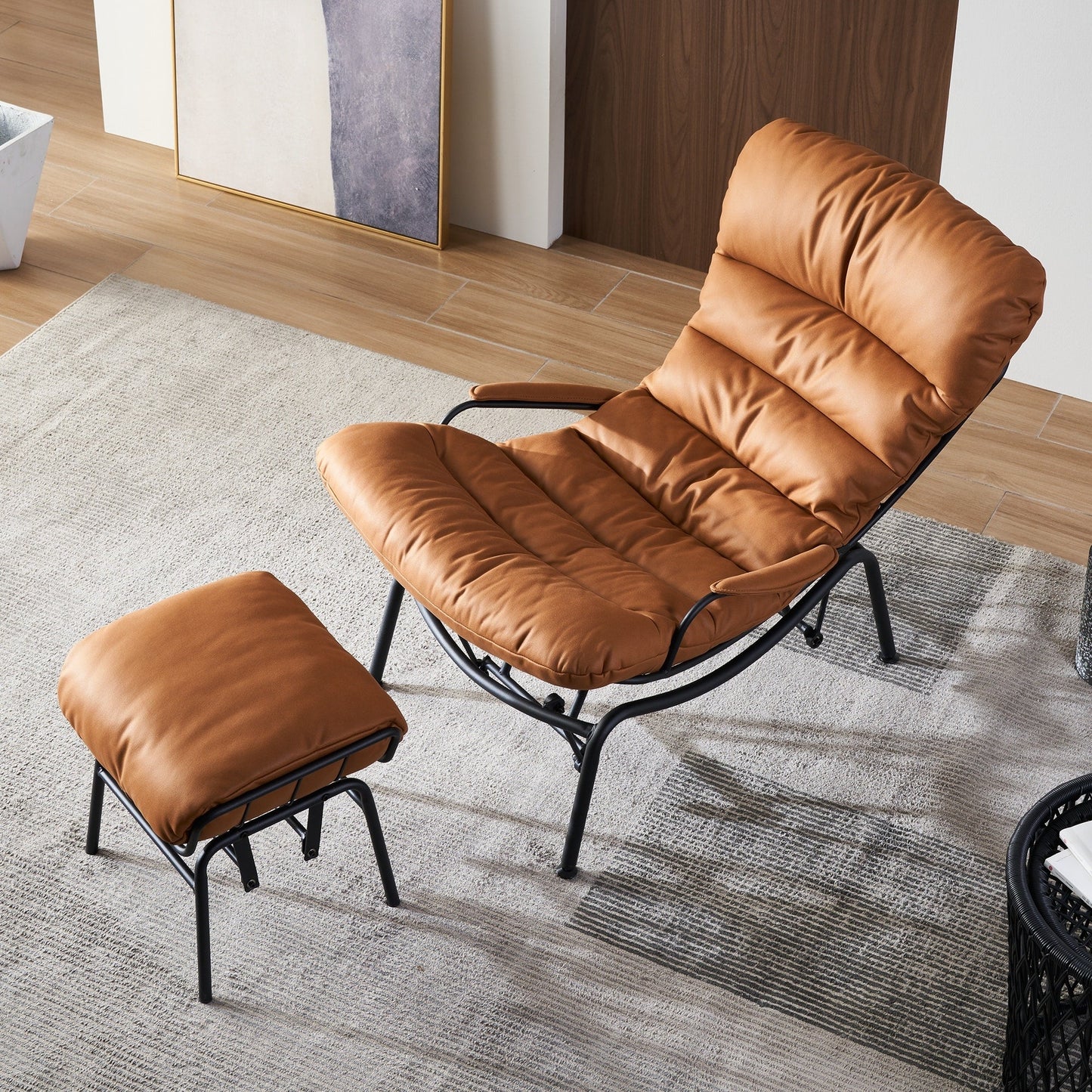 OVIOS Living Room Accent Chair Rocking Recliner Chair with Ottoman
