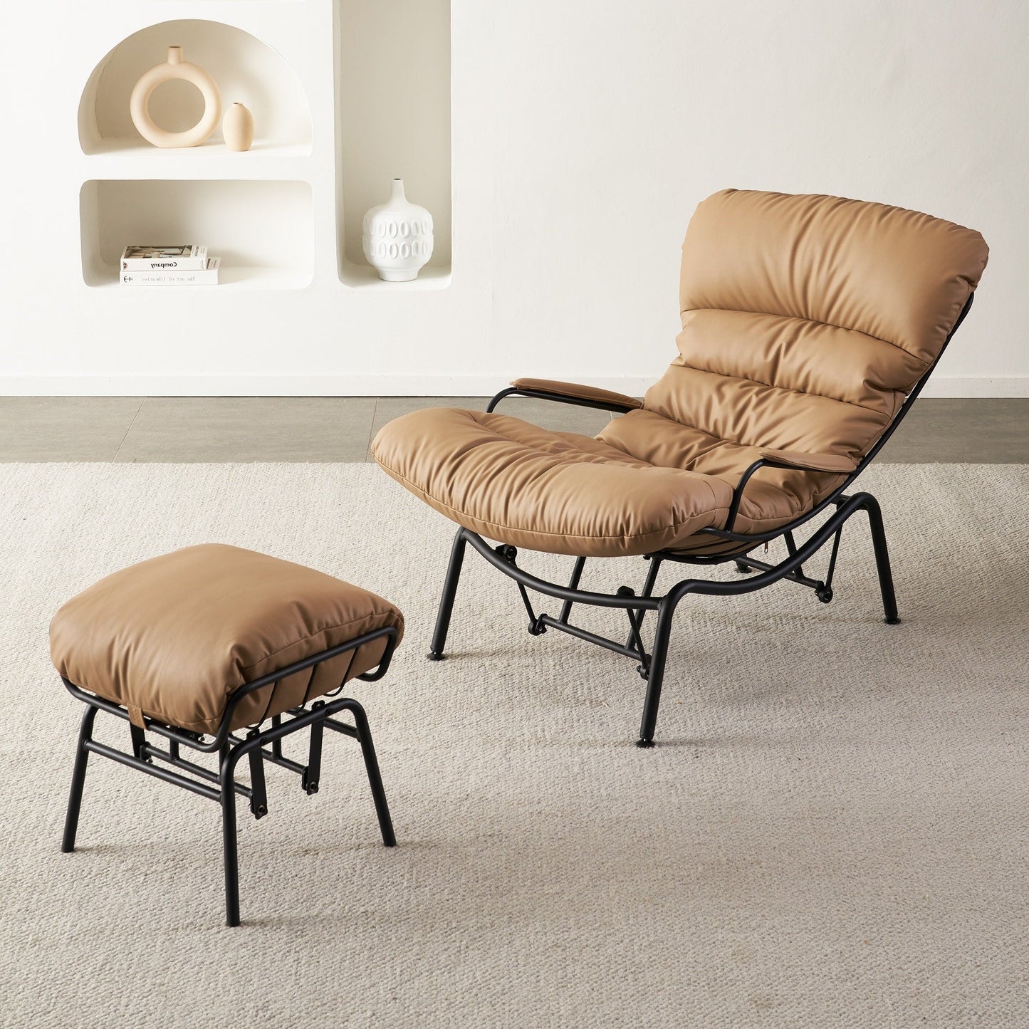OVIOS Living Room Accent Chair Rocking Recliner Chair with Ottoman