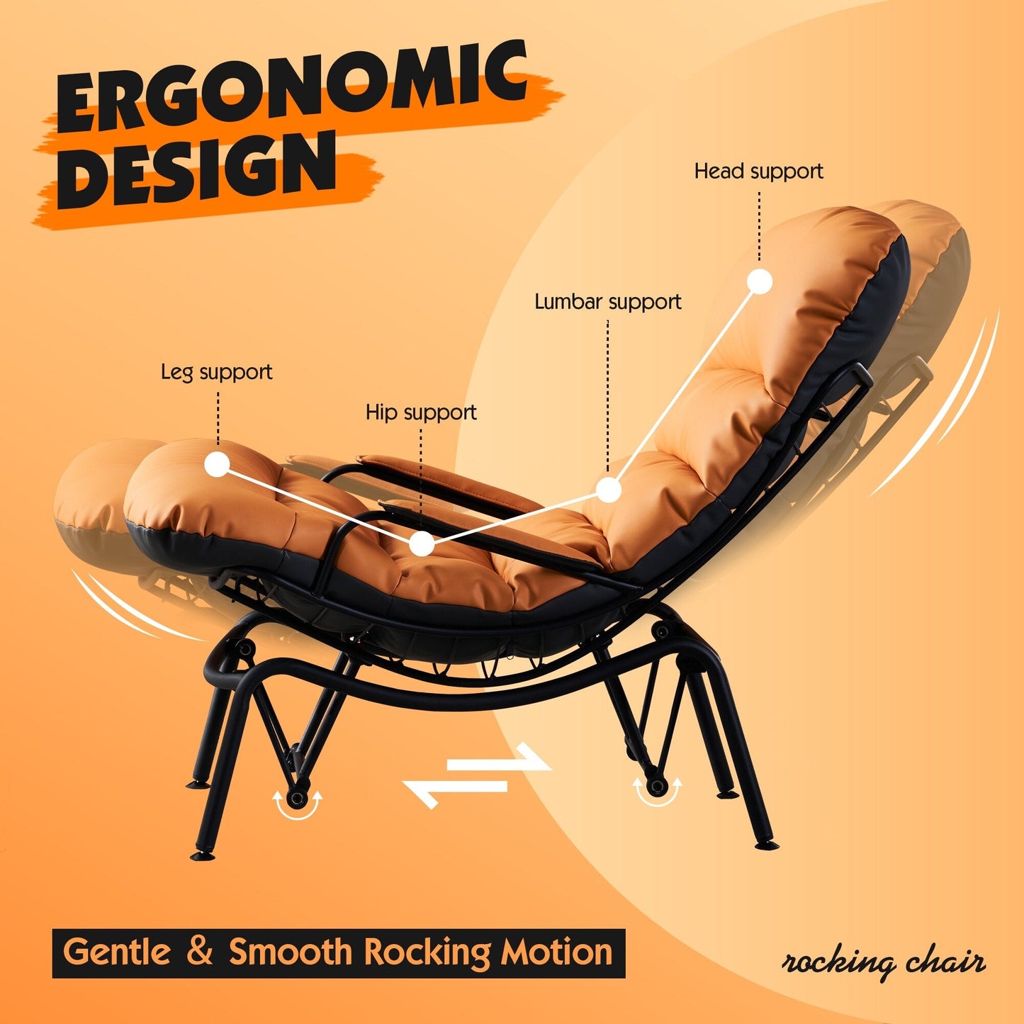 OVIOS Living Room Accent Chair Rocking Recliner Chair with Ottoman