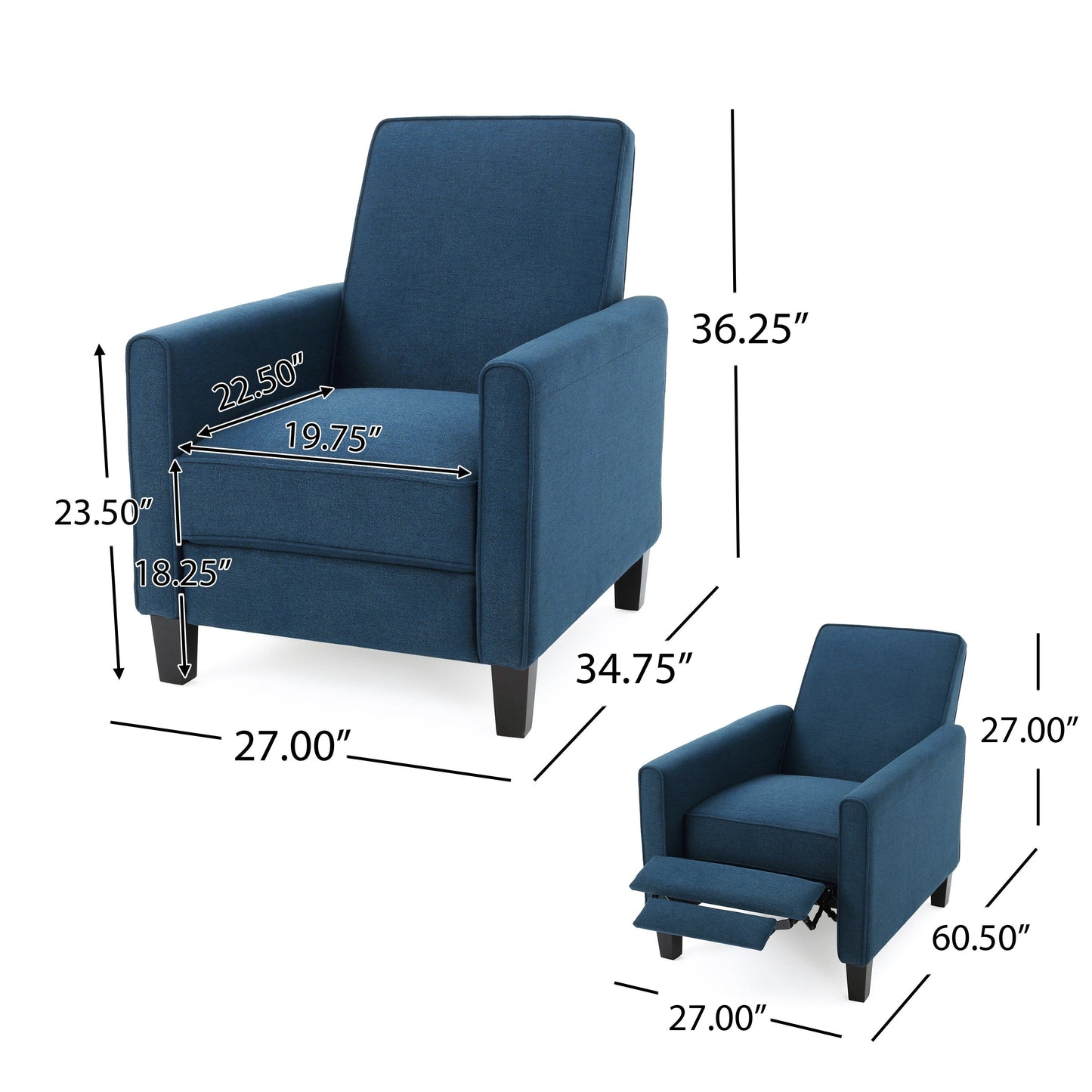 Roomfitters Fabric Push Back Chair for Elegant Home Décor