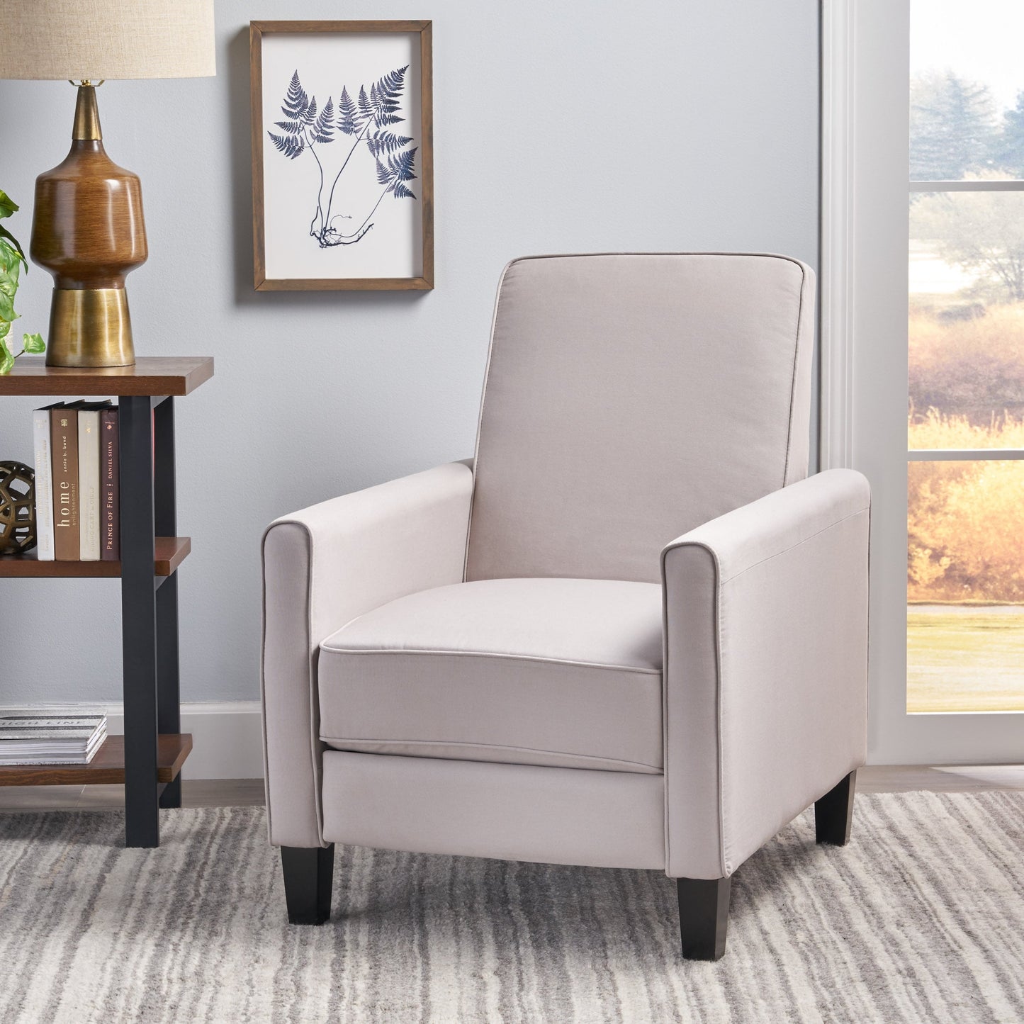 Roomfitters Fabric Push Back Chair for Elegant Home Decor, Navy Blue