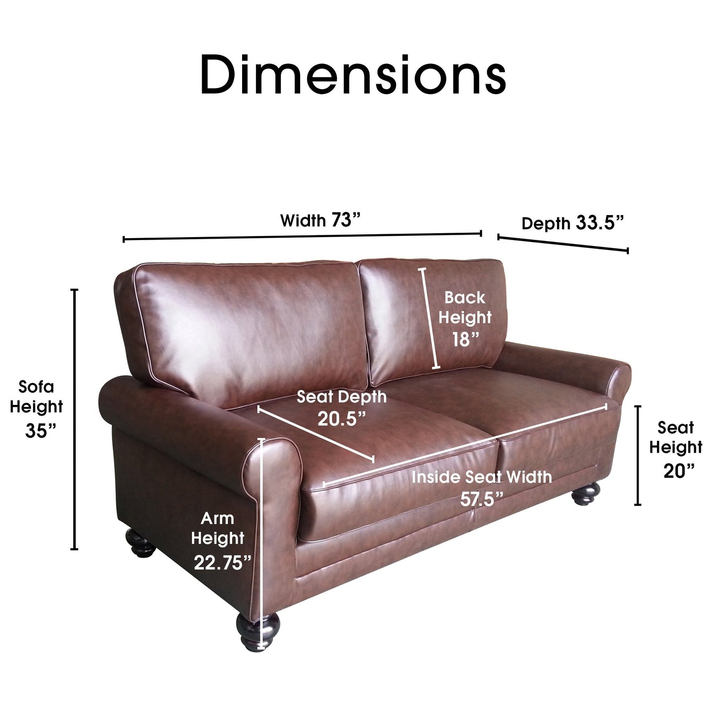 Serta Copenhagen 73 Rolled Arm Sofa, Easy Care Polyester, Soft Pillow Back, Pocket Coil Seat Cushions