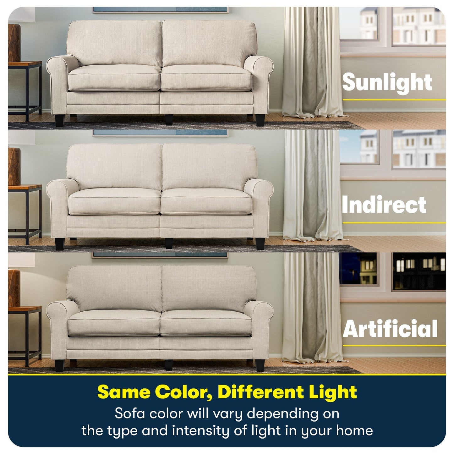Serta Copenhagen 73 Rolled Arm Sofa, Easy Care Polyester, Soft Pillow Back, Pocket Coil Seat Cushions