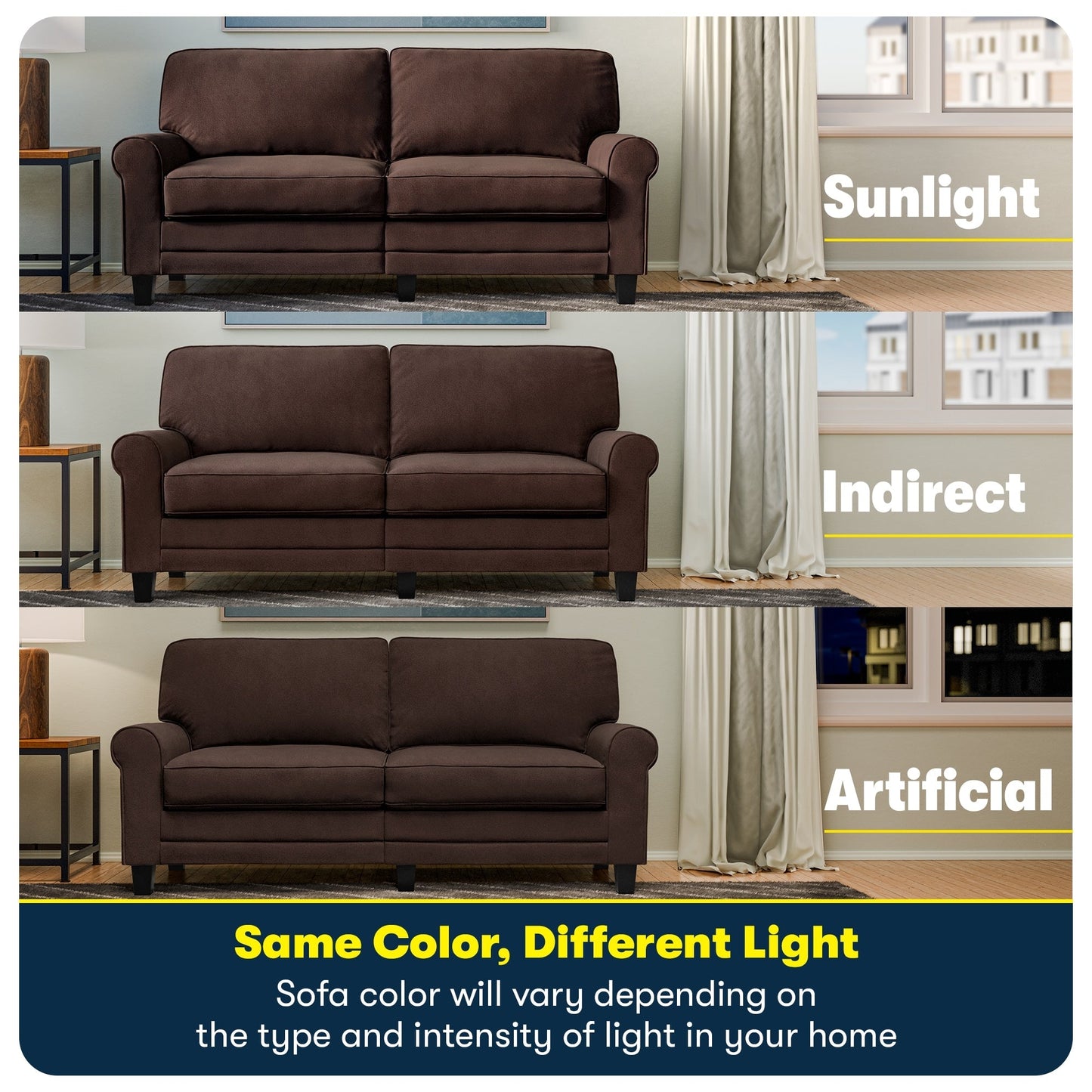 Serta Copenhagen 73 Rolled Arm Sofa, Easy Care Polyester, Soft Pillow Back, Pocket Coil Seat Cushions