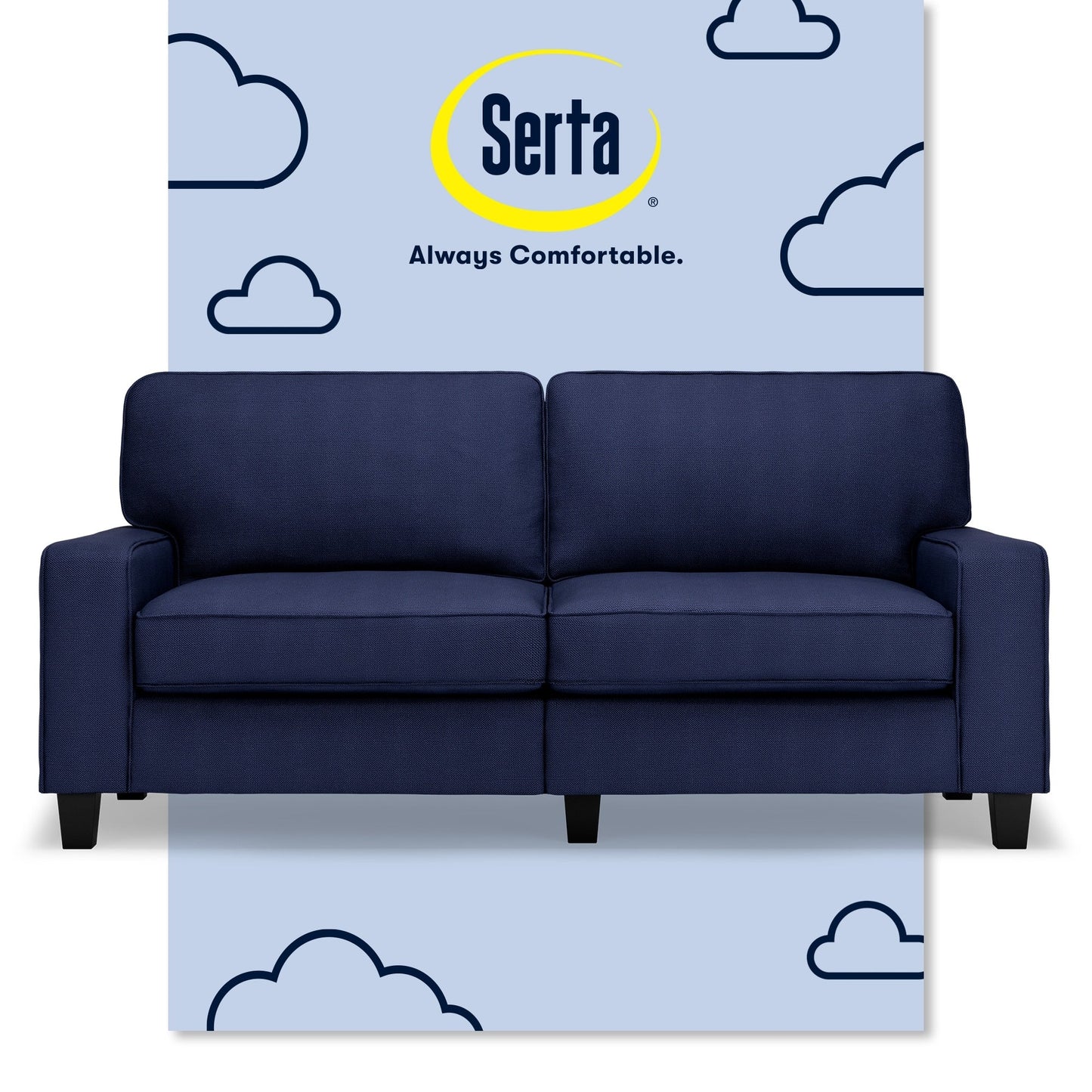 Serta Palisades 73 Track Arm Sofa, Easy Care Polyester, Soft Pillow Back, Pocket Coil Seat Cushions