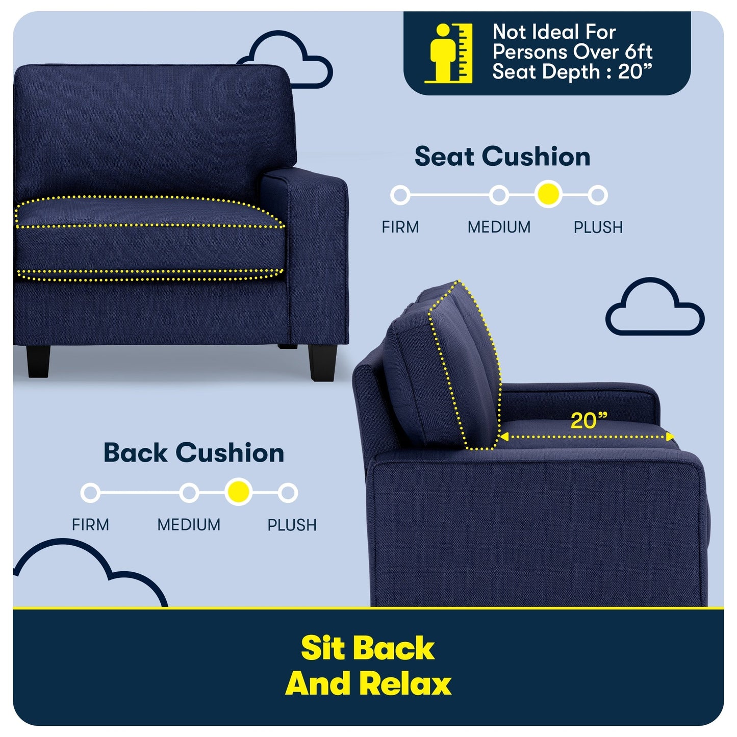 Serta Palisades 73 Track Arm Sofa, Easy Care Polyester, Soft Pillow Back, Pocket Coil Seat Cushions
