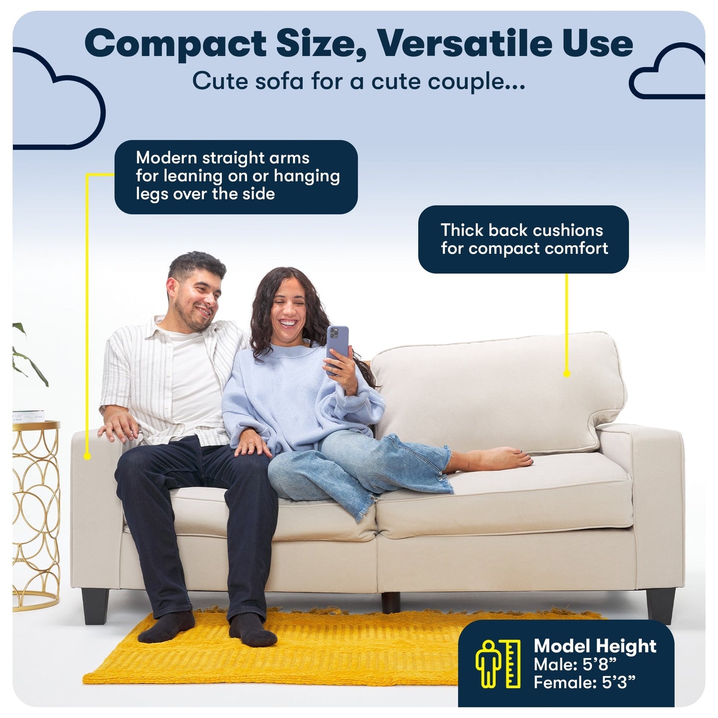 Serta Palisades 73 Track Arm Sofa, Easy Care Polyester, Soft Pillow Back, Pocket Coil Seat Cushions