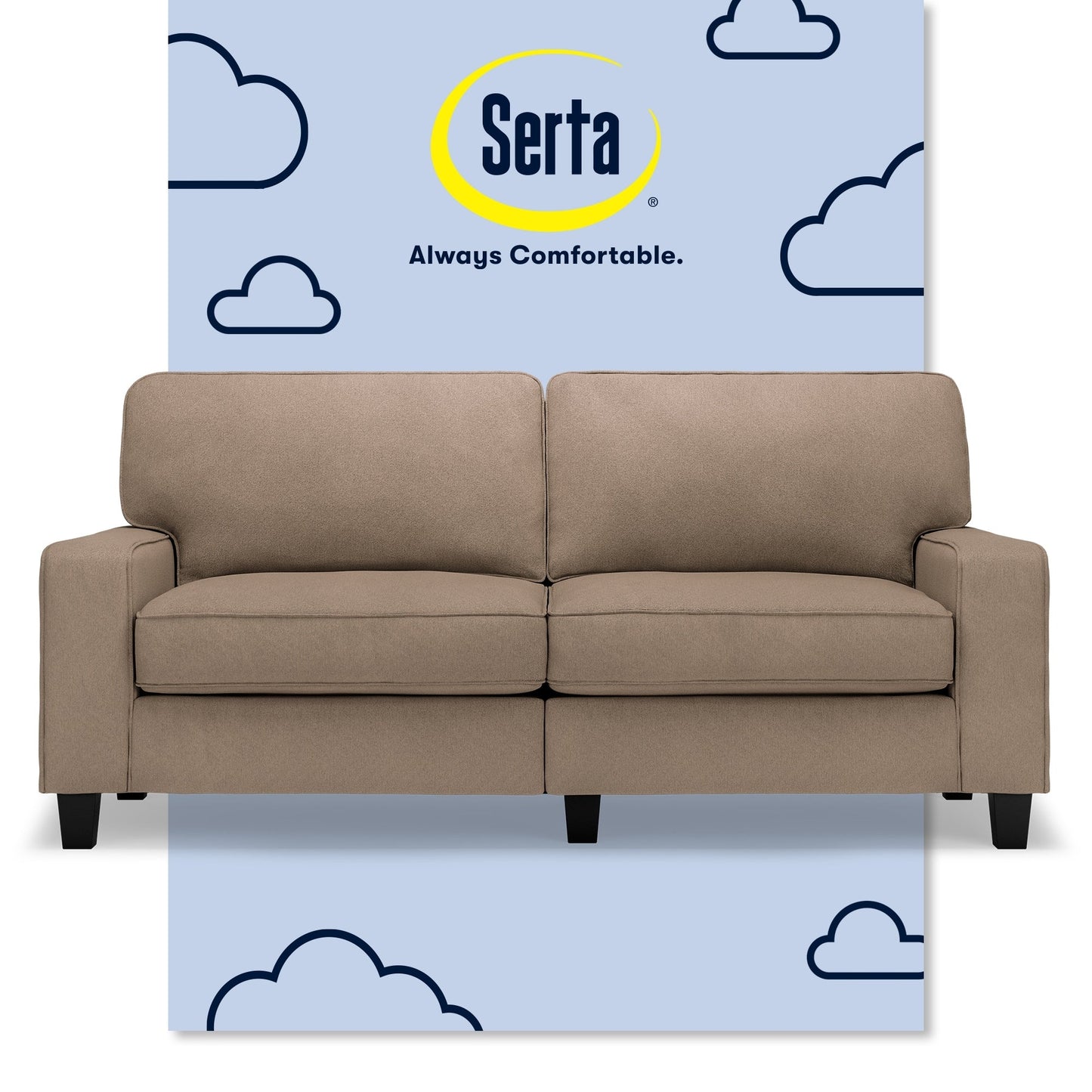 Serta Palisades 73 Track Arm Sofa, Easy Care Polyester, Soft Pillow Back, Pocket Coil Seat Cushions