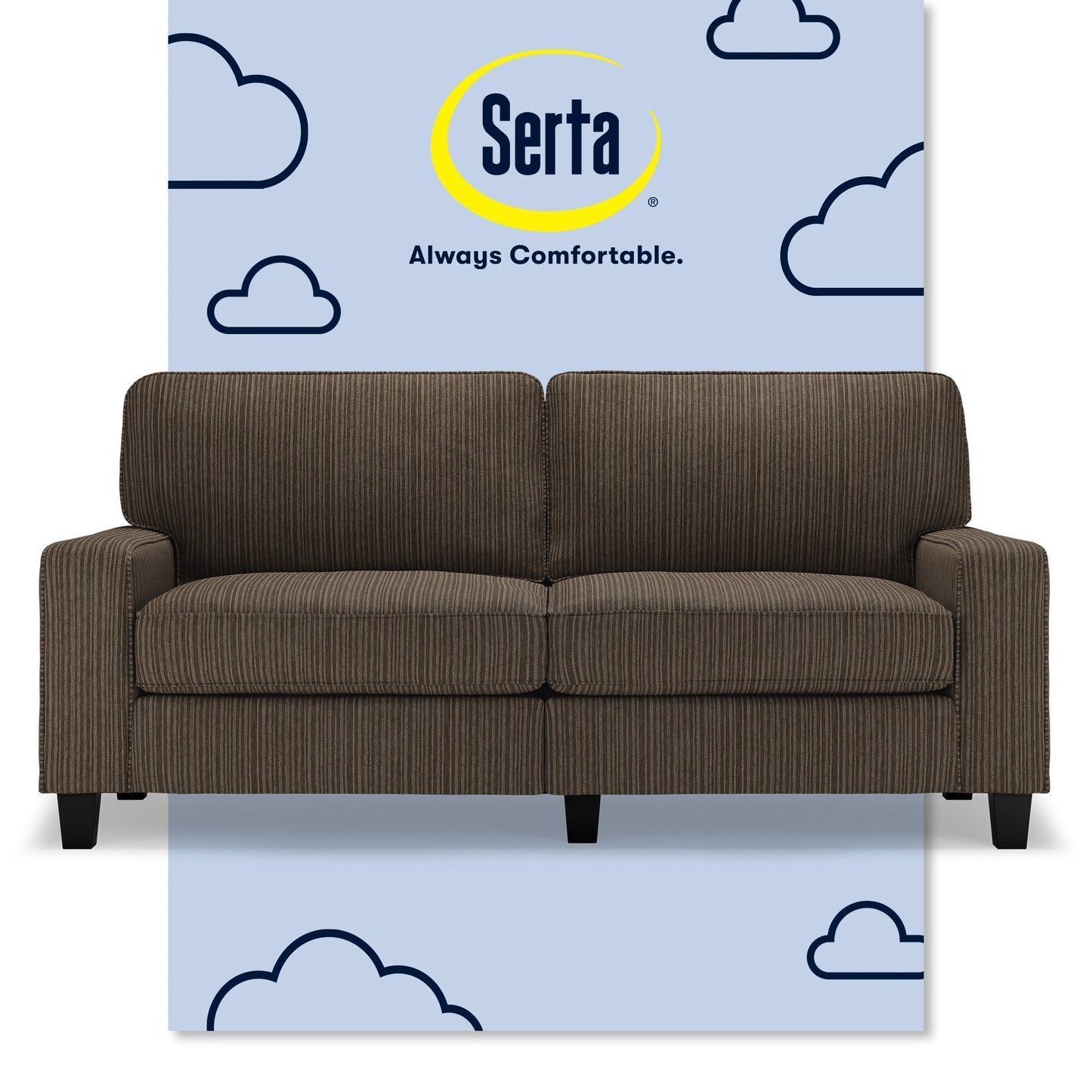 Serta Palisades 73 Track Arm Sofa, Easy Care Polyester, Soft Pillow Back, Pocket Coil Seat Cushions