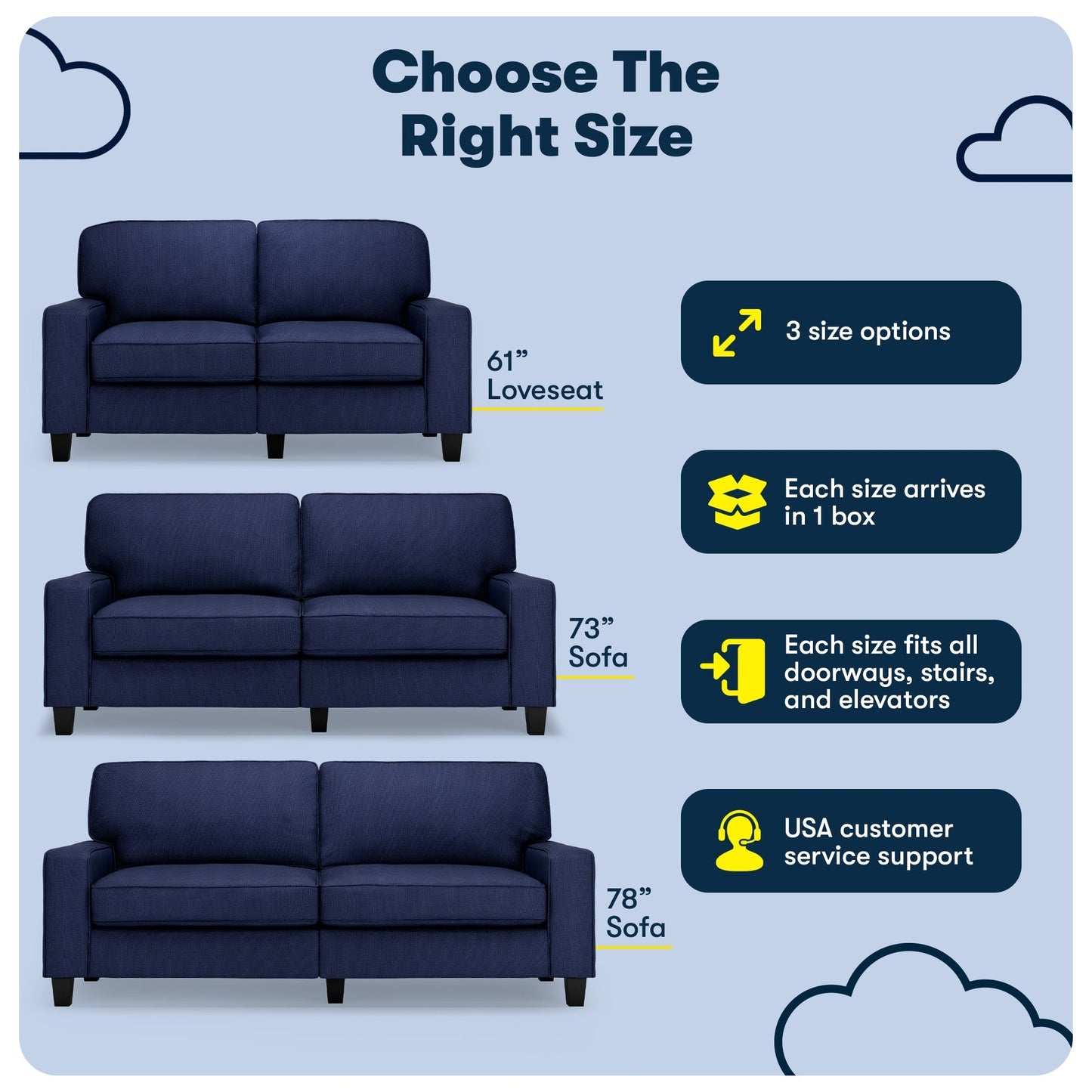 Serta Palisades 73 Track Arm Sofa, Easy Care Polyester, Soft Pillow Back, Pocket Coil Seat Cushions