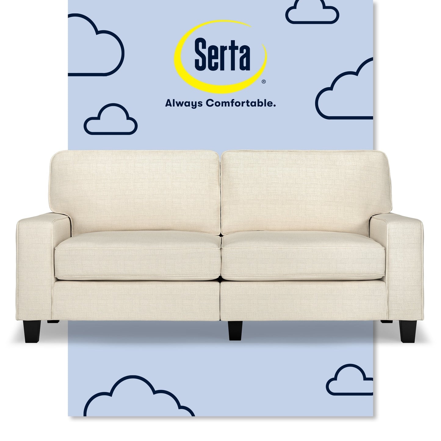 Serta Palisades 73 Track Arm Sofa, Easy Care Polyester, Soft Pillow Back, Pocket Coil Seat Cushions