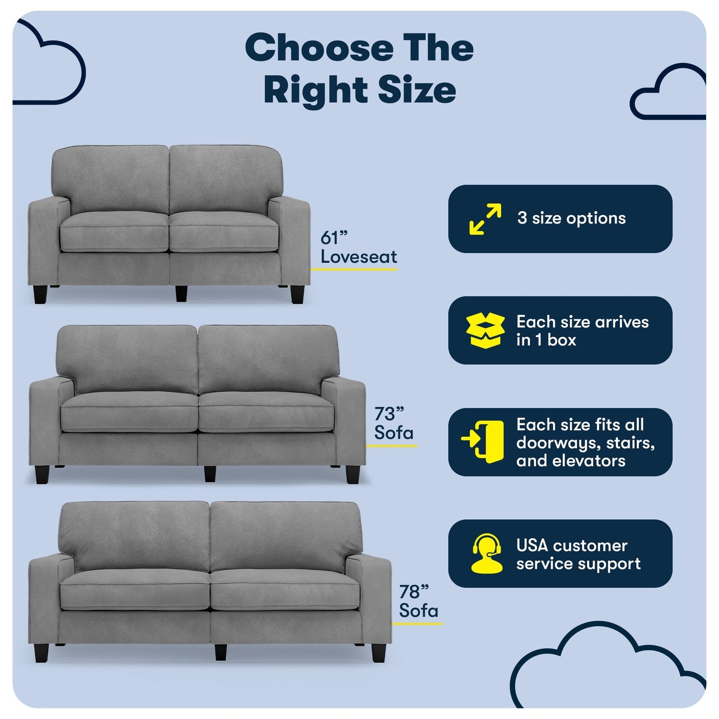 Serta Palisades 73 Track Arm Sofa, Easy Care Polyester, Soft Pillow Back, Pocket Coil Seat Cushions