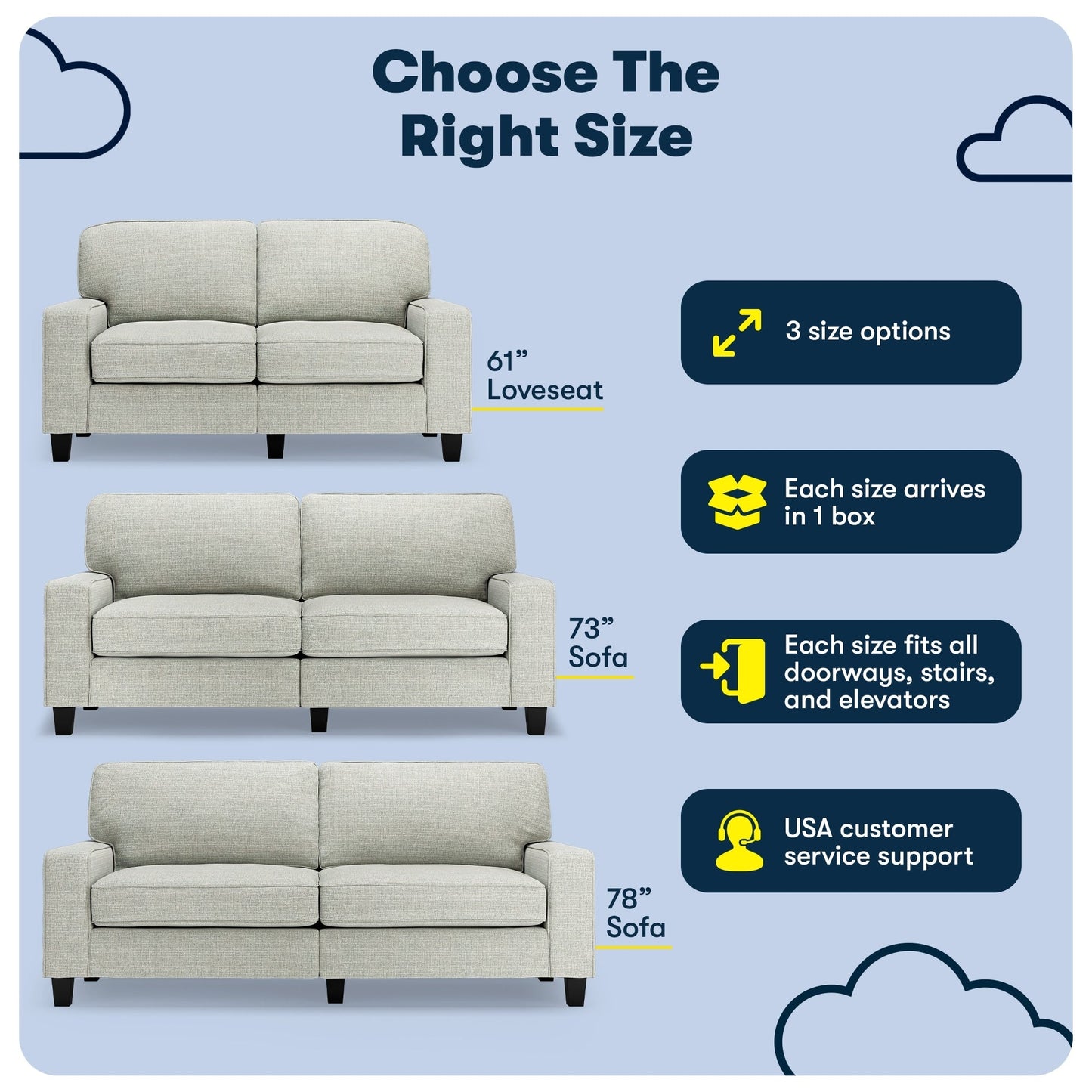 Serta Palisades 73 Track Arm Sofa, Easy Care Polyester, Soft Pillow Back, Pocket Coil Seat Cushions