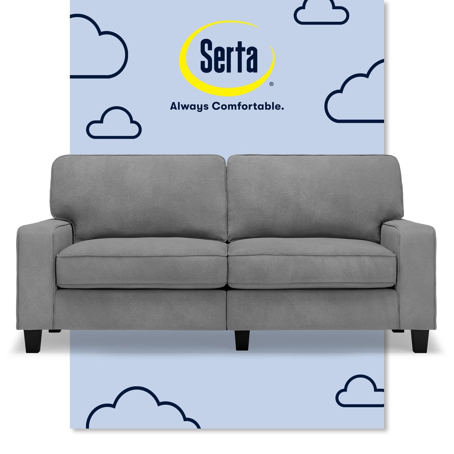 Serta Palisades 73 Track Arm Sofa, Easy Care Polyester, Soft Pillow Back, Pocket Coil Seat Cushions
