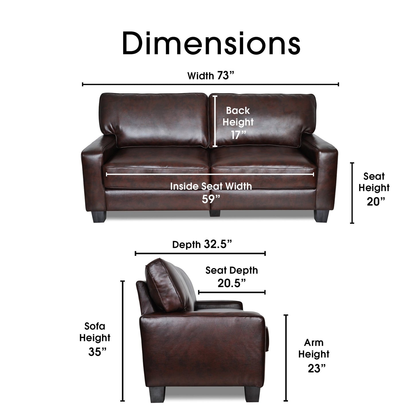 Serta Palisades 73 Track Arm Sofa, Easy Care Polyester, Soft Pillow Back, Pocket Coil Seat Cushions