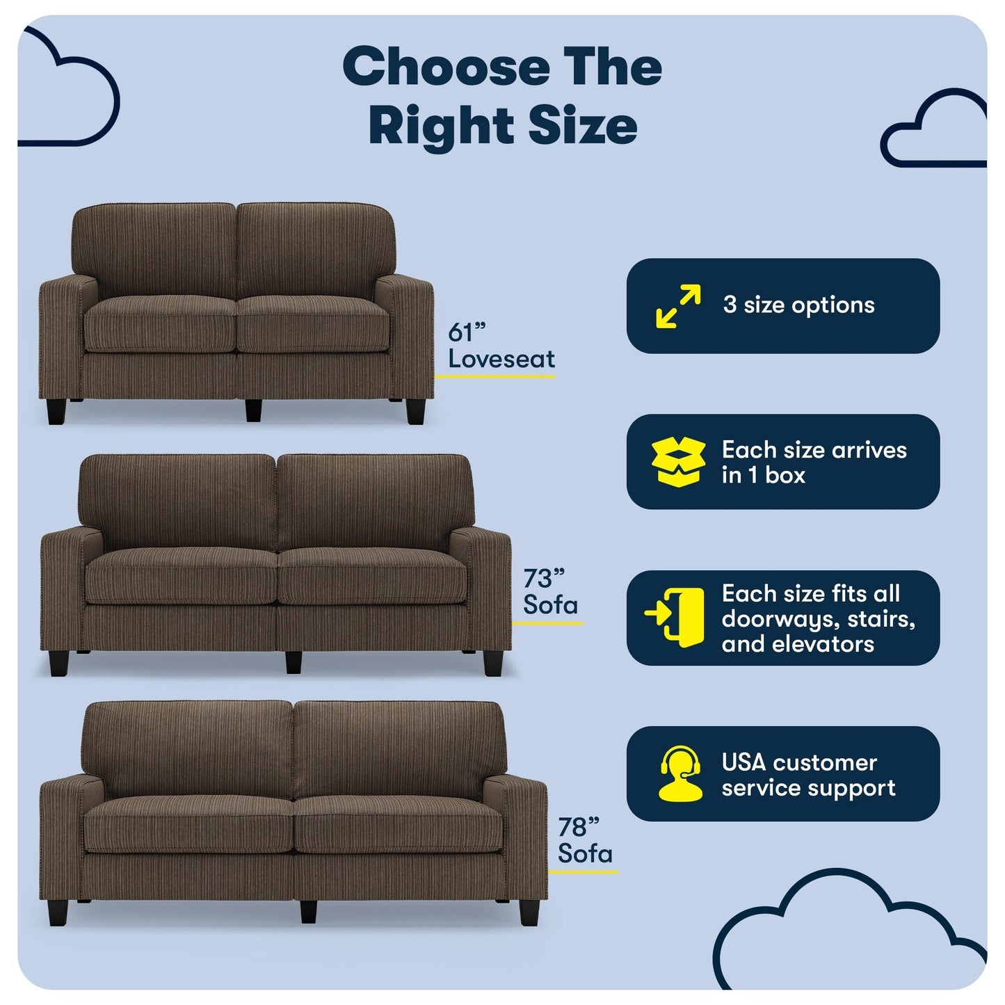 Serta Palisades 73 Track Arm Sofa, Easy Care Polyester, Soft Pillow Back, Pocket Coil Seat Cushions