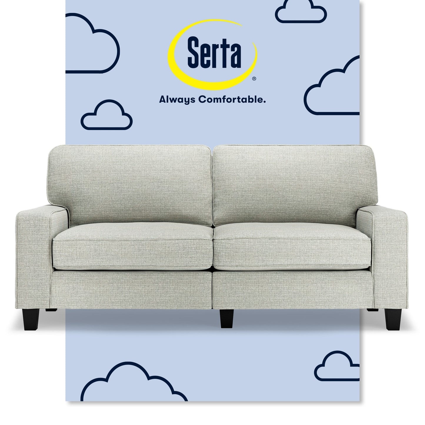Serta Palisades 73 Track Arm Sofa, Easy Care Polyester, Soft Pillow Back, Pocket Coil Seat Cushions