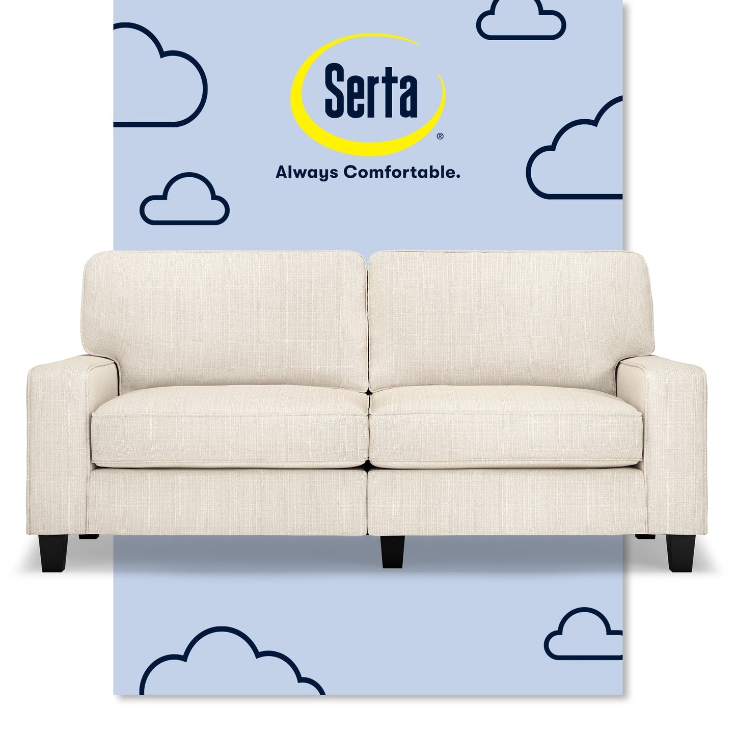 Serta Palisades 73 Track Arm Sofa, Easy Care Polyester, Soft Pillow Back, Pocket Coil Seat Cushions