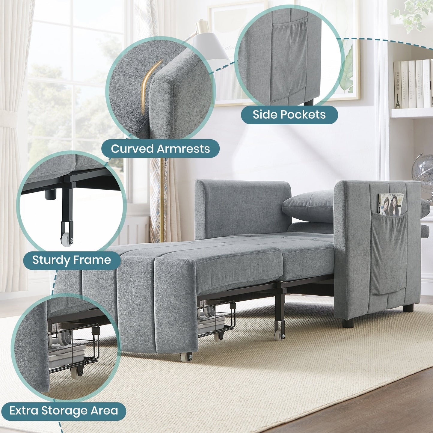 Upholstered Convertible Sleeper Sofa