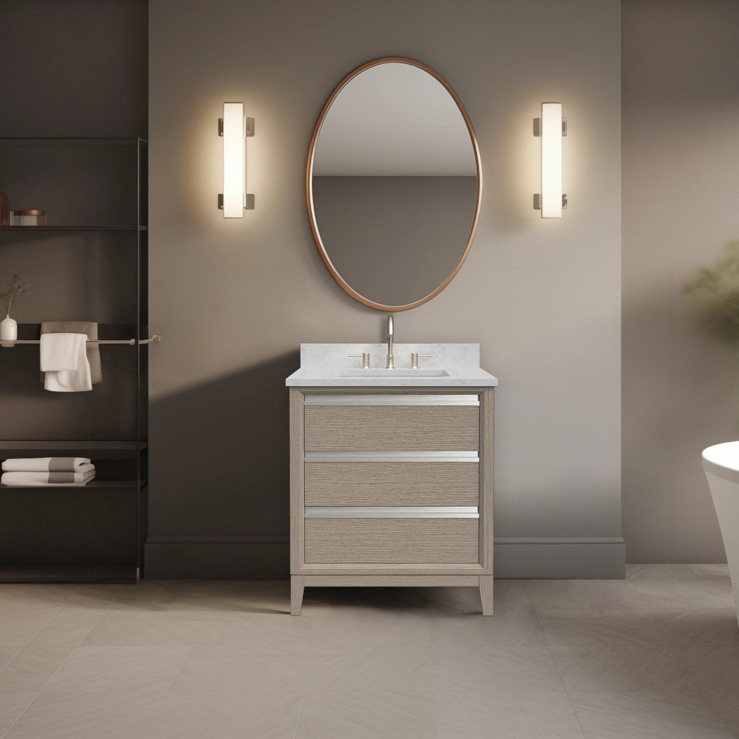 Vanity Art Bathroom Vanity with Ceramic Sink and Engineered Marble Top