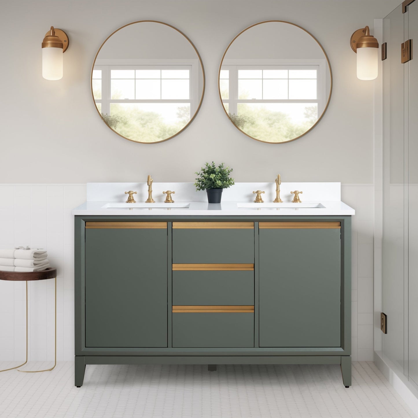 Vanity Art Bathroom Vanity with Ceramic Sink and Engineered Marble Top