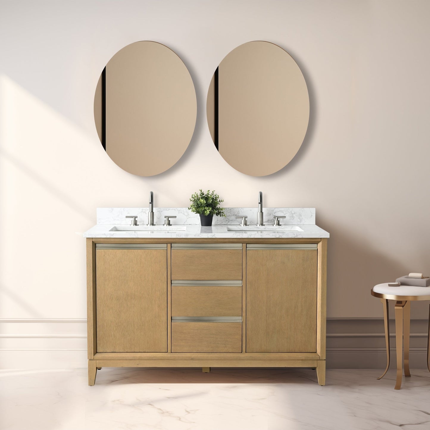 Vanity Art Bathroom Vanity with Ceramic Sink and Engineered Marble Top