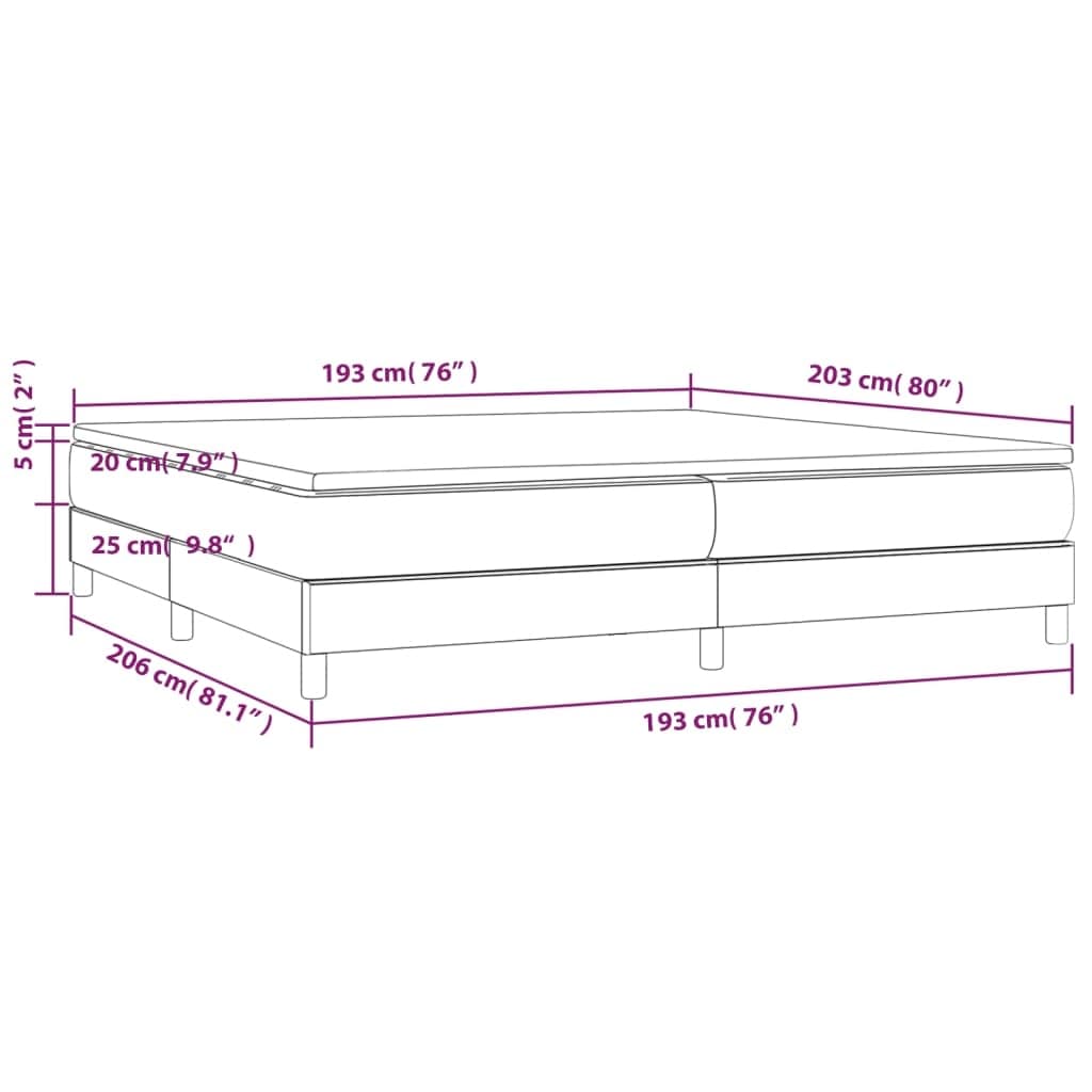 vidaXL Bed Frame Box Spring Bed Base with Mattress for Bedroom Faux Leather