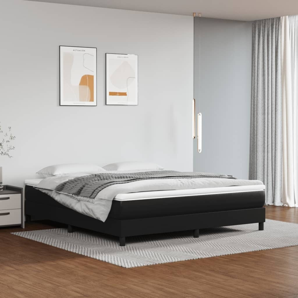 vidaXL Bed Frame Box Spring Bed Base with Mattress for Bedroom Faux Leather