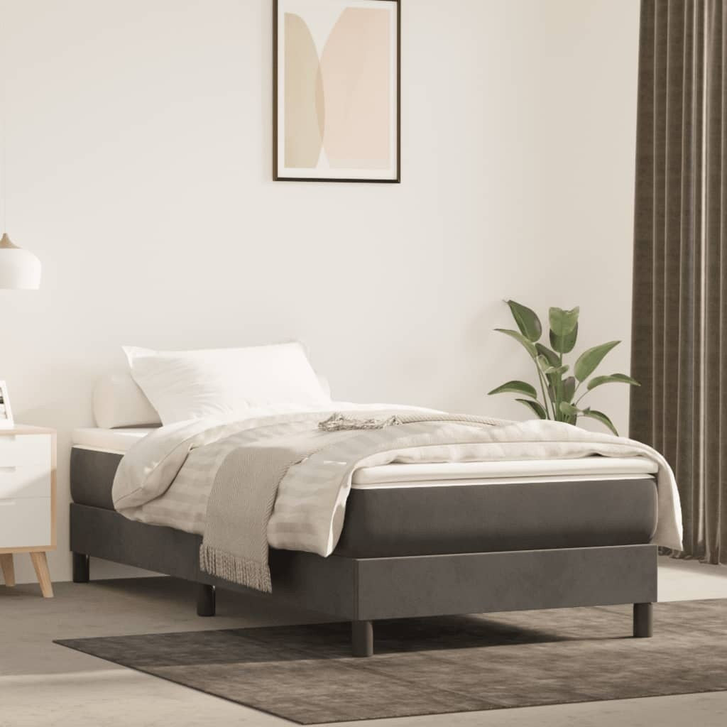 vidaXL Bed Frame Box Spring Platform Bed with Mattress for Bedroom Velvet