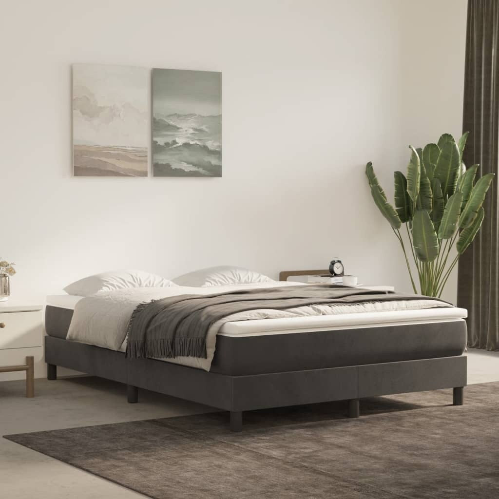 vidaXL Bed Frame Box Spring Platform Bed with Mattress for Bedroom Velvet