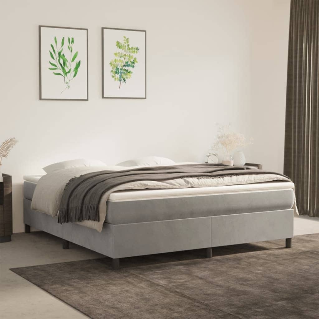 vidaXL Bed Frame Box Spring Platform Bed with Mattress for Bedroom Velvet