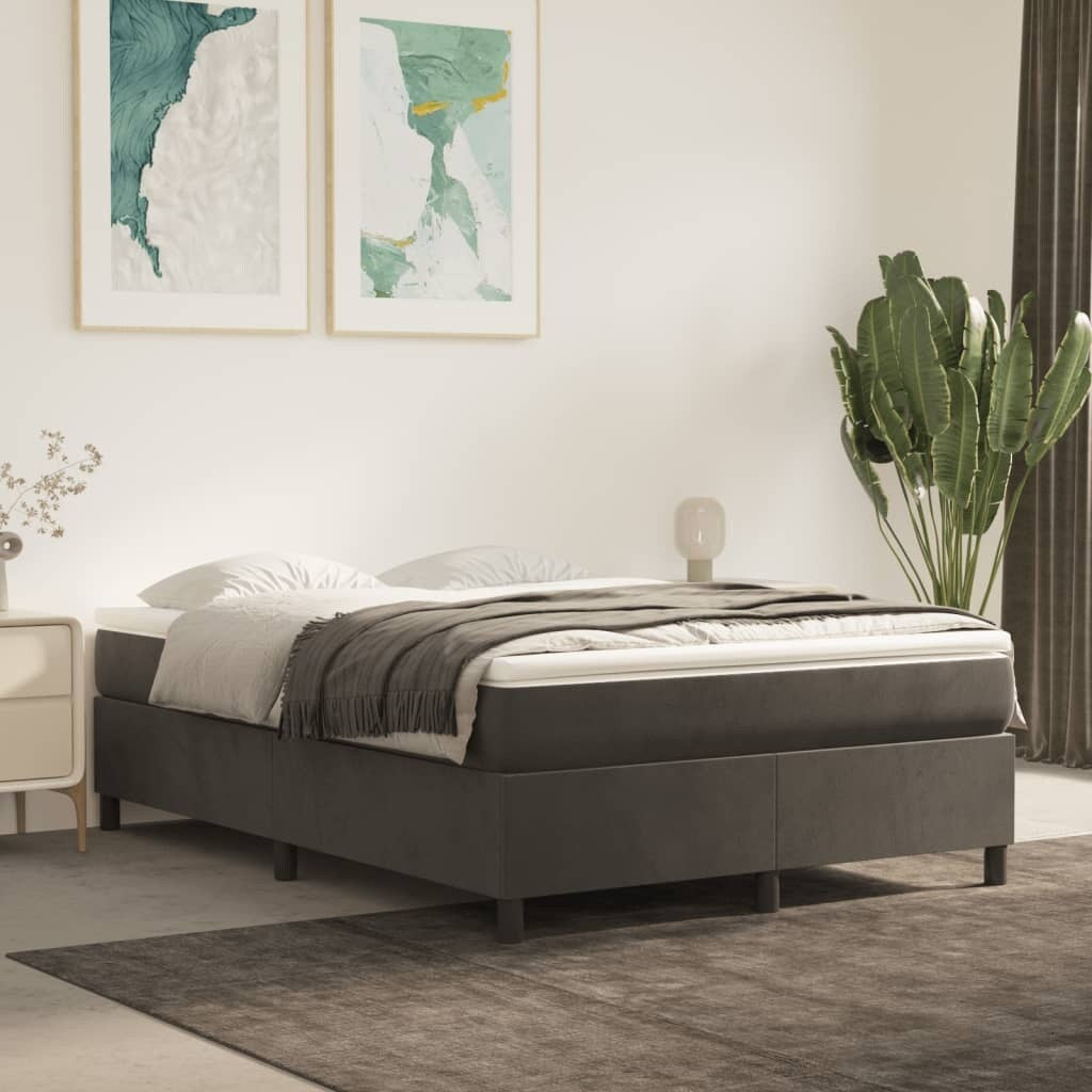 vidaXL Bed Frame Box Spring Platform Bed with Mattress for Bedroom Velvet