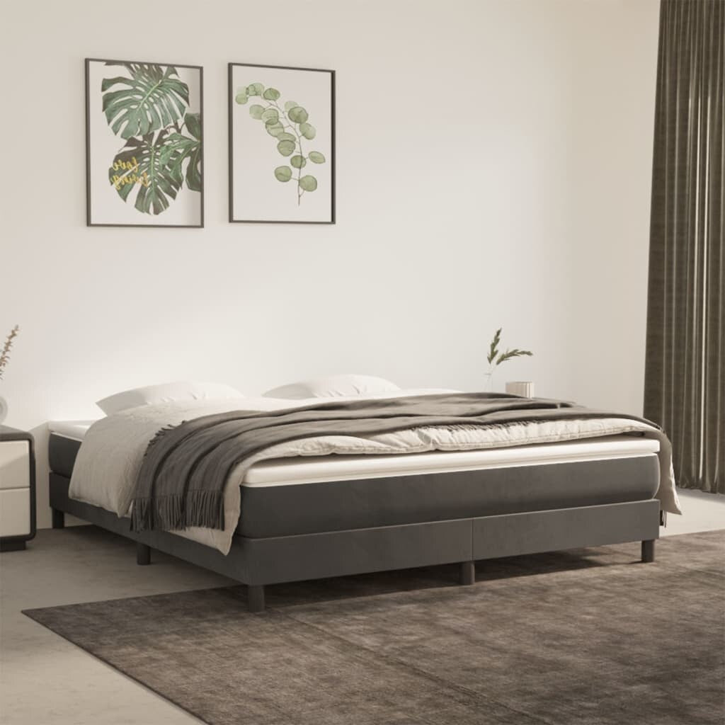 vidaXL Bed Frame Box Spring Platform Bed with Mattress for Bedroom Velvet