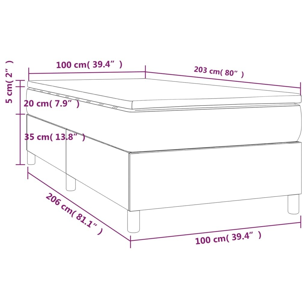 vidaXL Bed Frame Box Spring Platform Bed with Mattress for Bedroom Velvet